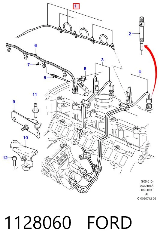 1128060 Ford Tubo flexible, combustible de fuga 