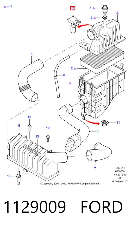 1129009 Ford Sensor de flujo de aire