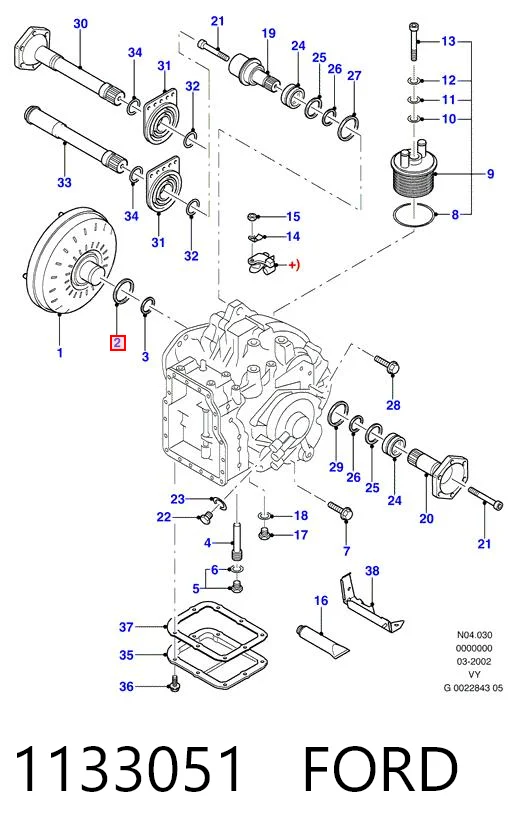 Retén del eje primario de la transmisión 1133051 FORD