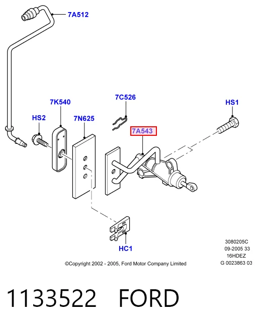 1133522 Ford Cilindro maestro de clutch