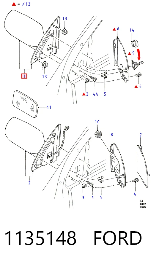 Espejo de retrovisor izquierdo para Ford Escort GAL, AVL