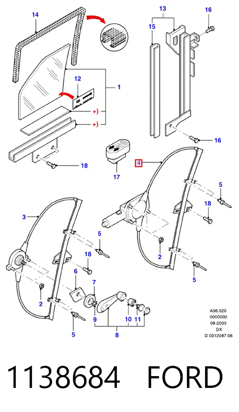 Comprar Mecanismo de elevalunas delantero derecha Ford Fiesta COURIER F3L, F5L