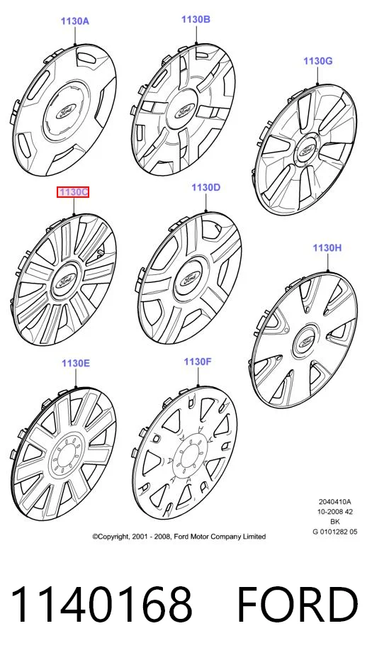Tapacubos de rueda 1140168 FORD
