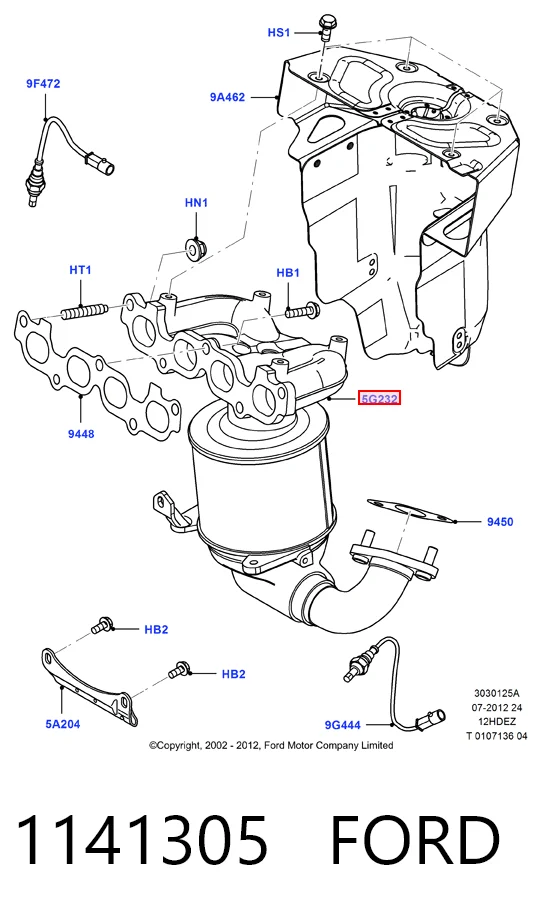 Colector de escape 1141305 FORD