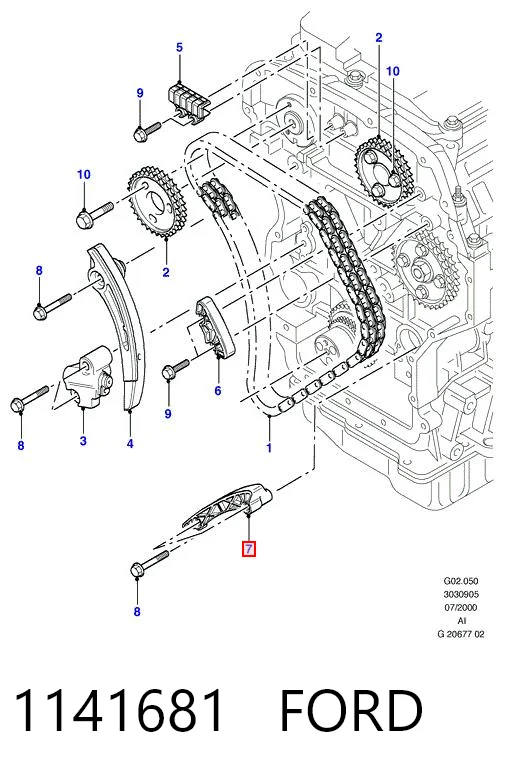 Comprar Tensor inferior de la cadena de distribución Ford Transit  V184/5 a bajo precio