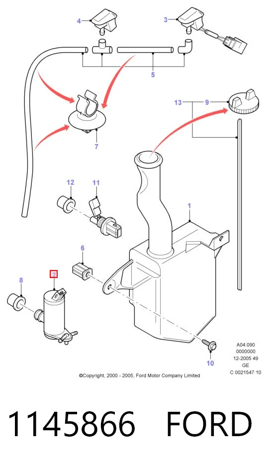 1145866 Ford Bomba-motor de limpiaparabrisas delantero/trasero