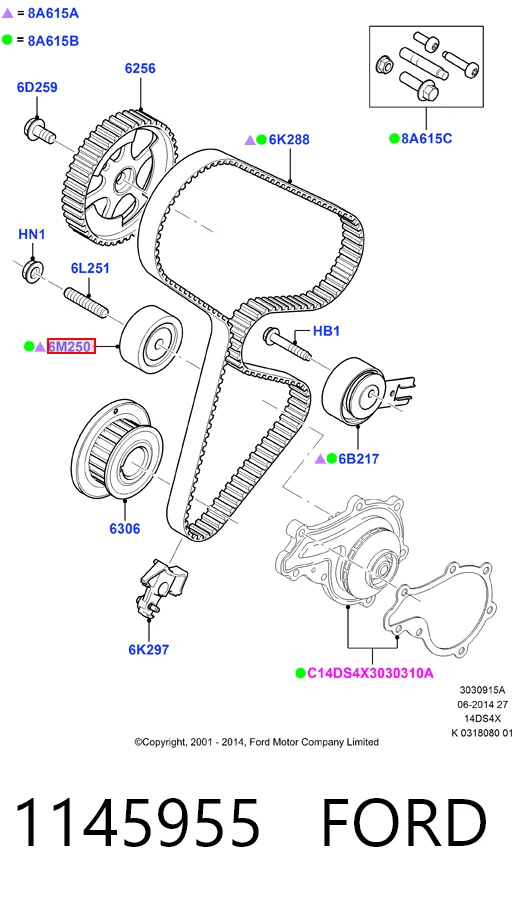 Precio del repuesto Rodillo intermedio de correa dentada Fiesta VI hatchback