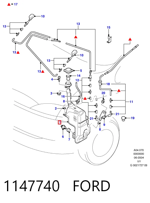 Depósito de limpiaparabrisas para Ford Galaxy WGR