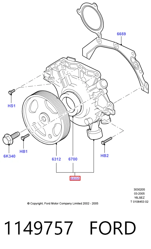 Bomba de aceite del motor para Ford Ka (RBT)