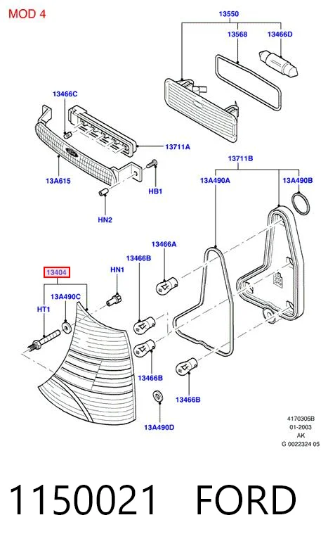 Piloto trasero derecho Ford Focus I