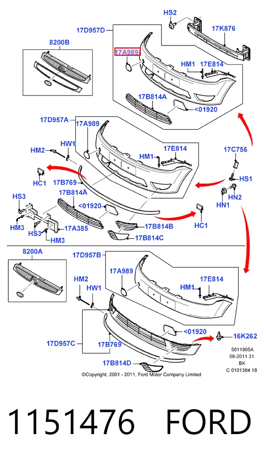 Cobertura de parachoques, enganche de remolque, delantera  para Ford Fiesta Mk5 JH, JD