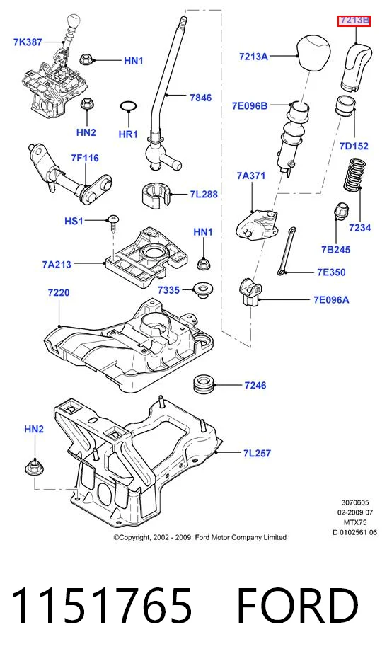 1151765 Ford Pomo de palanca de marchas