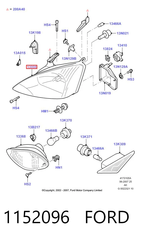1152096 Ford Luz derecha