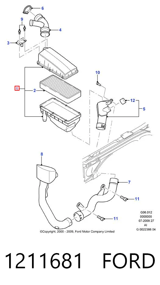 Caja del filtro de aire para Ford Mondeo B4Y