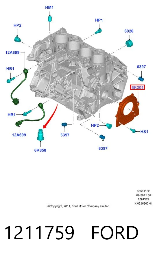 1211759 Ford Anillo retén cigüeñal