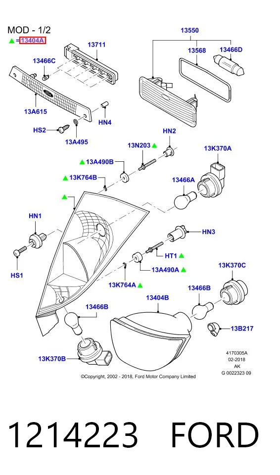 1214223 Ford Piloto trasero izquierdo