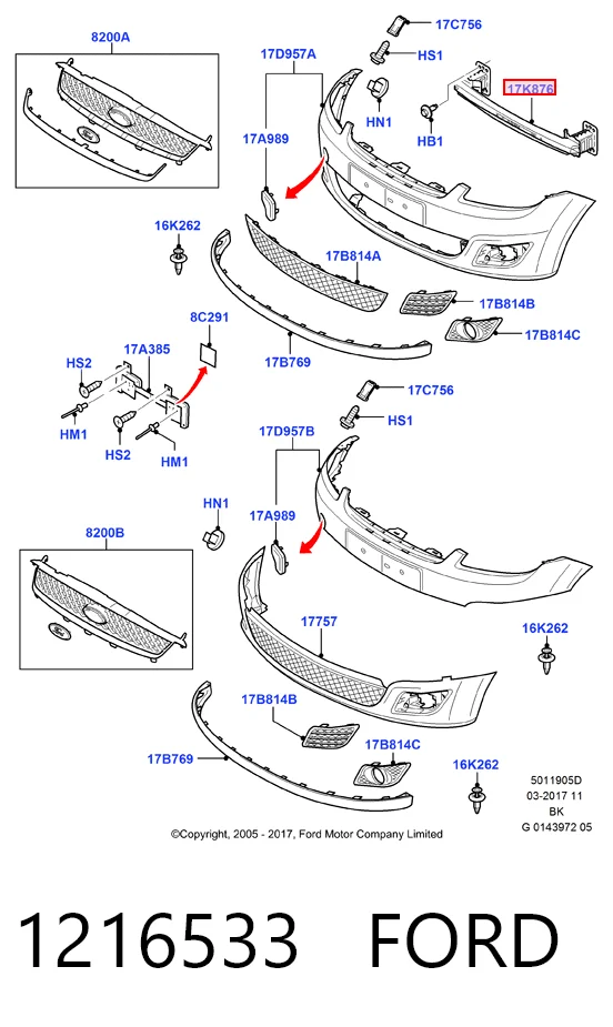 Refuerzo parachoque delantero para Ford Fiesta Mk5 JH, JD