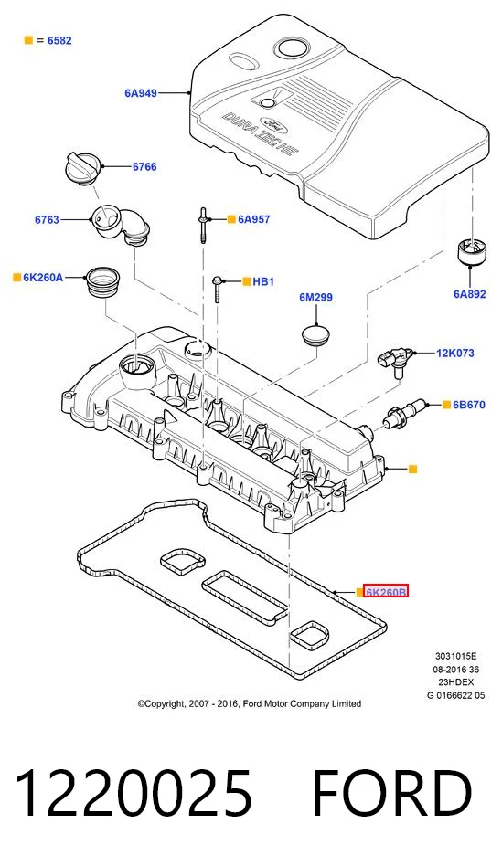 1220025 Ford Juego de juntas de tapa de balancines