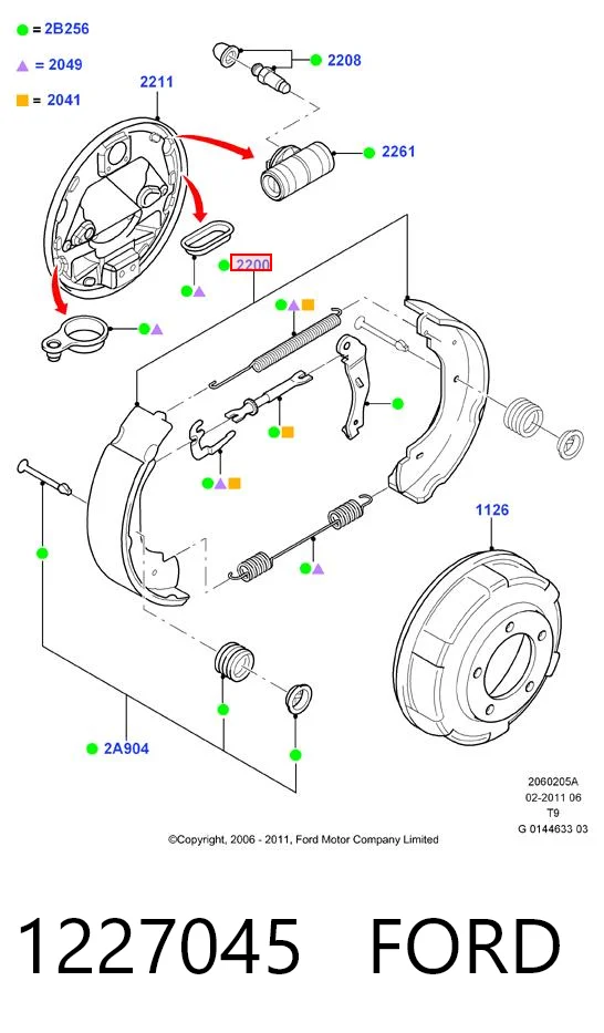 1227045 Ford Zapatas de freno de tambor traseras
