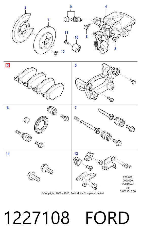 1227108 Ford Pastillas freno traseras