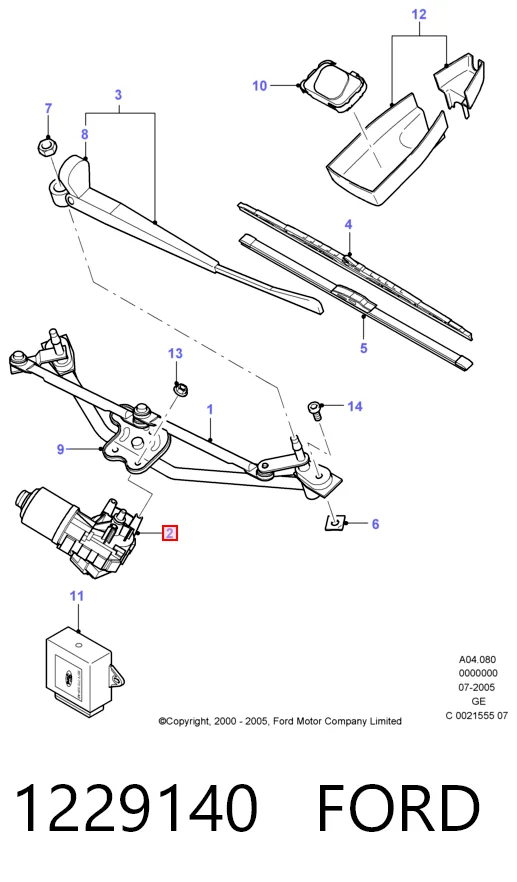 1229140 Ford Motor del limpiaparabrisas