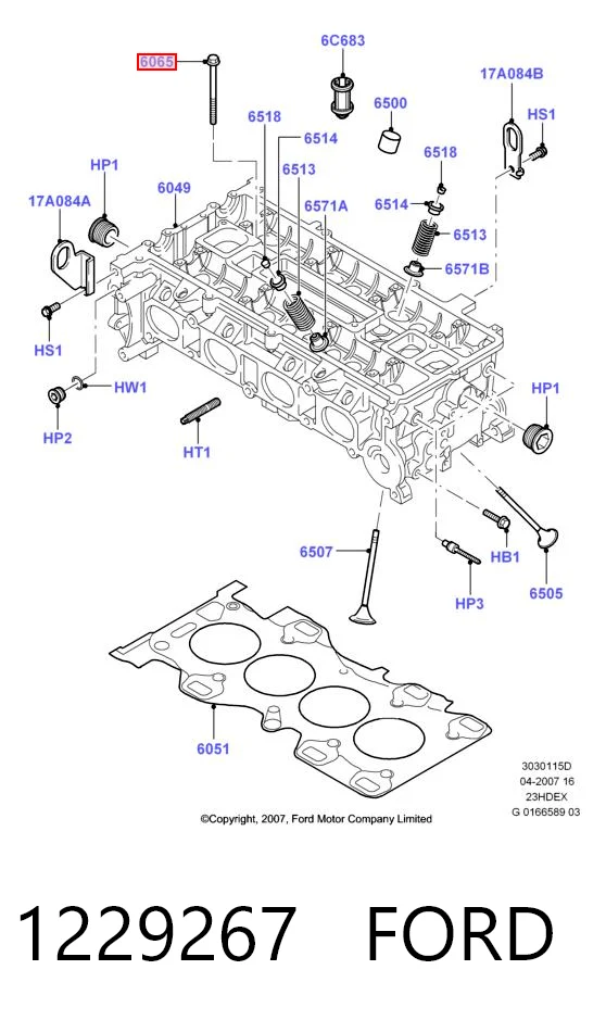 1229267 Ford Pernos de culata