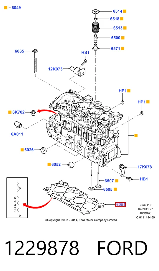 9643597180 Fiat/Alfa/Lancia Empaquetadura de culata