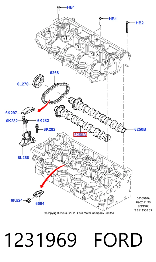 Kit árbol de levas Ford Kuga I (CBV)