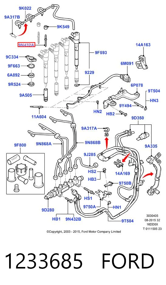 1233685 Ford Tornillo de fijación del inyector