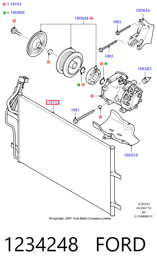 Condensador de aire acondicionado 1234248 FORD