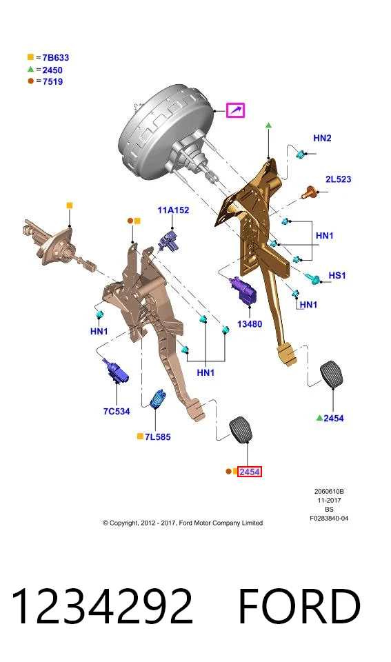 1234292 Ford Cubierta del pedal de embrague