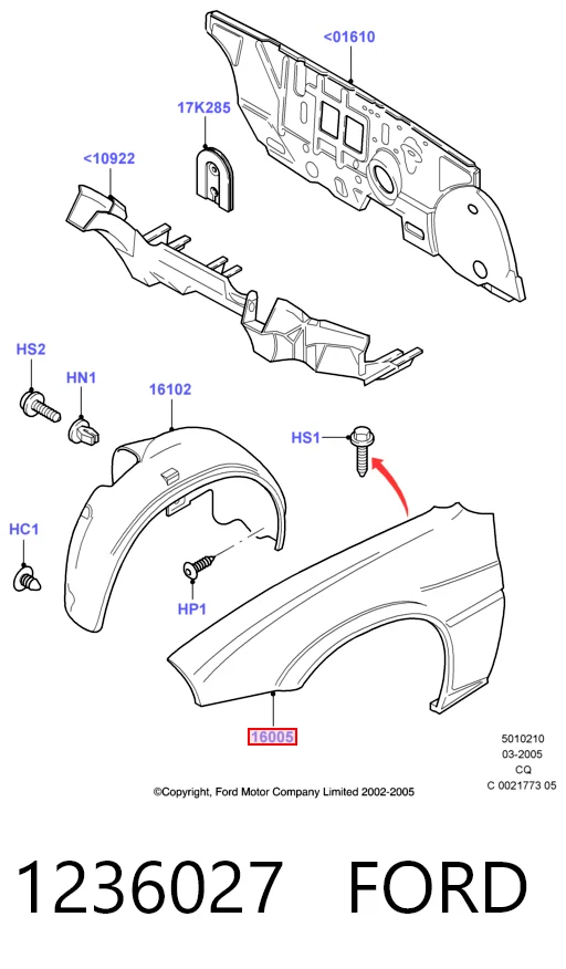 Aleta delantera izquierda para Ford Ka  (RBT)