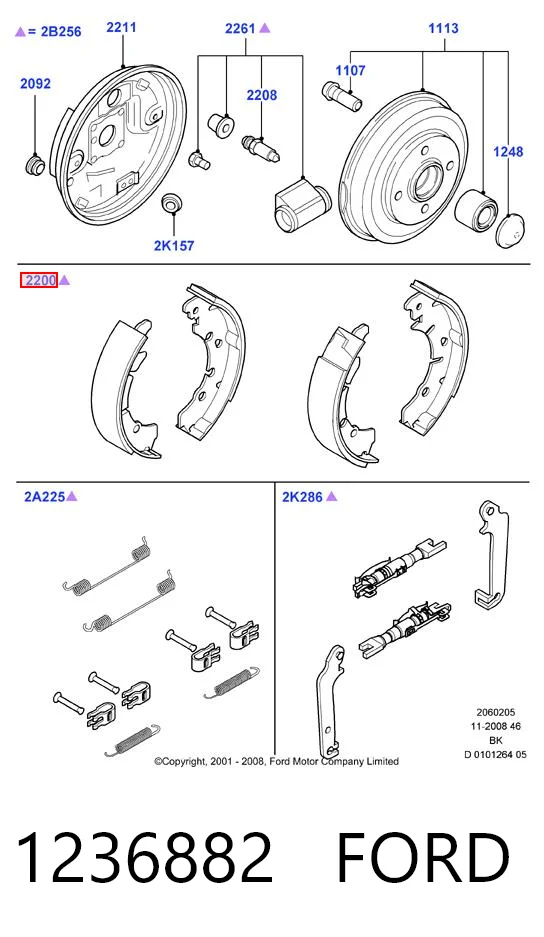 1236882 Ford Zapatas de freno de tambor traseras