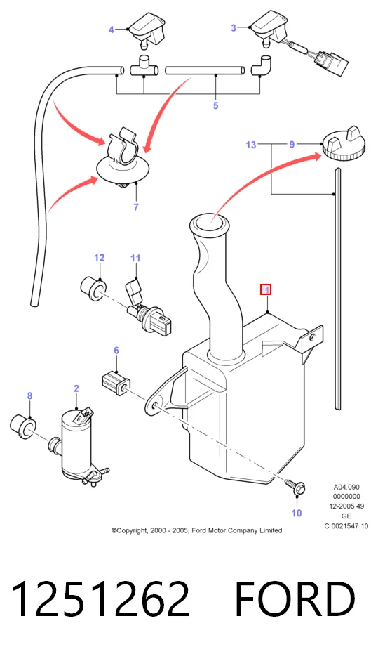 Botella limpiaparabrisas para Ford Mondeo III B5Y