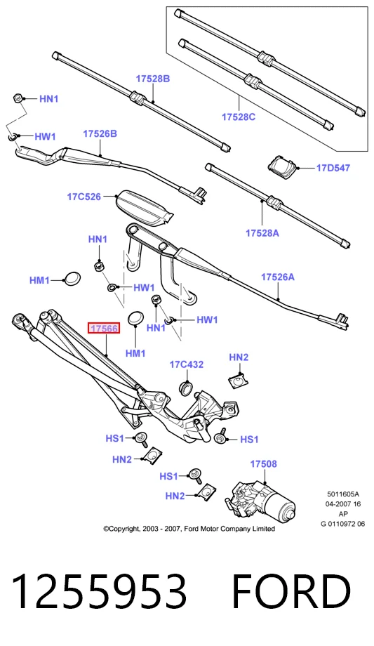 Varillaje de limpiaparabrisas para Ford C-Max  DM2