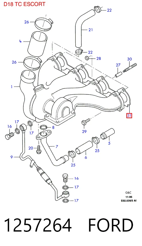 Junta colector joint para Ford Orion II AFF