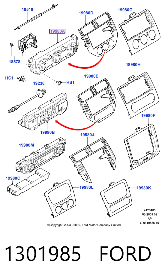 Unidad de control de la ventilación para Ford Focus II DA, HCP, DP