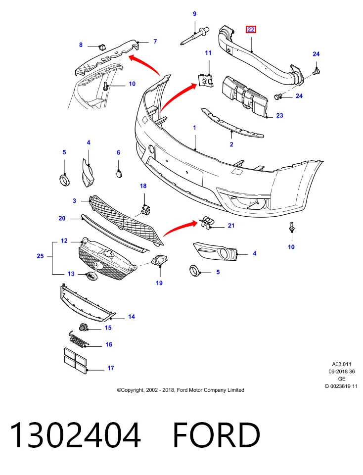 Refuerzo parachoque delantero para Ford Mondeo III B4Y