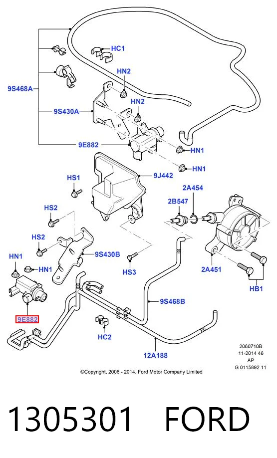 1305301 Ford Válvula solenoide de control de presión de sobrealimentación