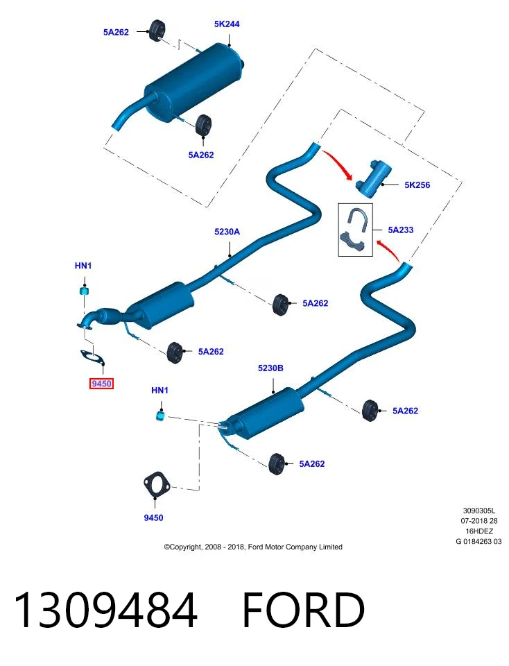 Junta de escape para Ford Fiesta CB1
