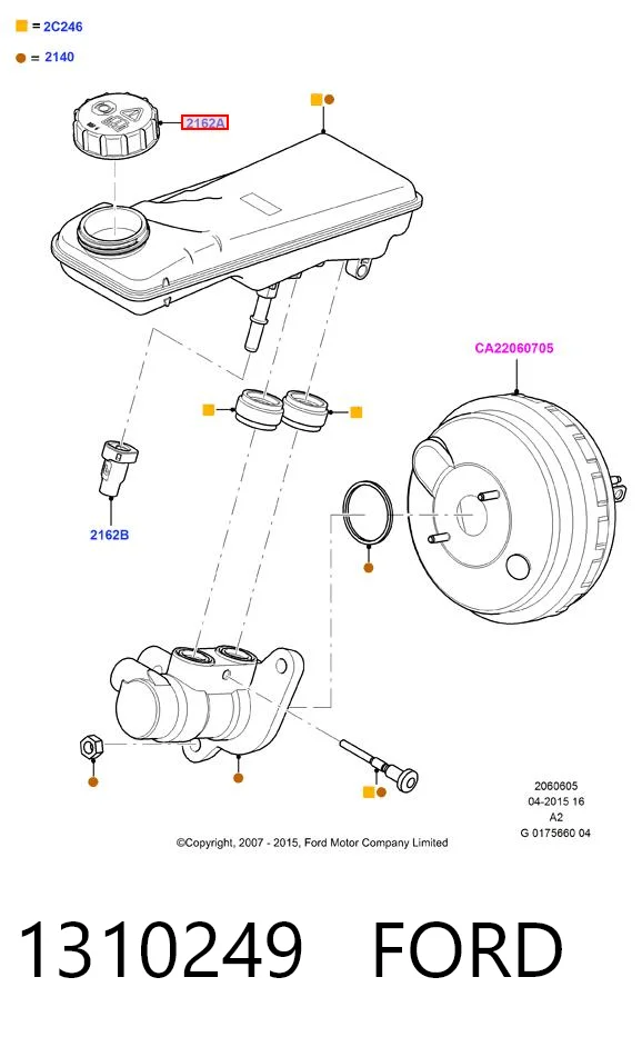 Tapa del depósito del cilindro maestro de freno 1310249 FORD
