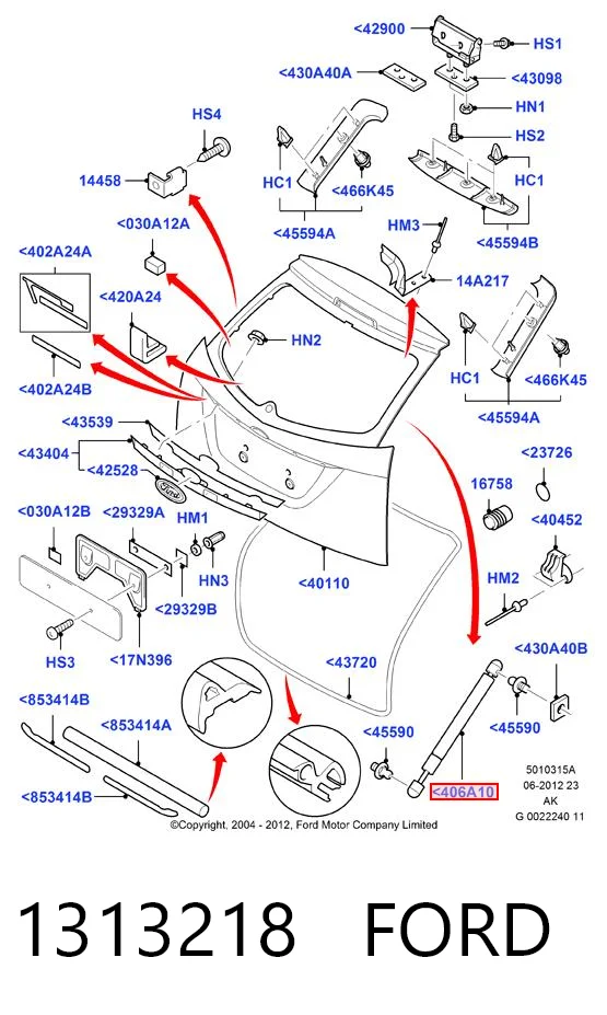 1313218 Ford Amortiguador de porton