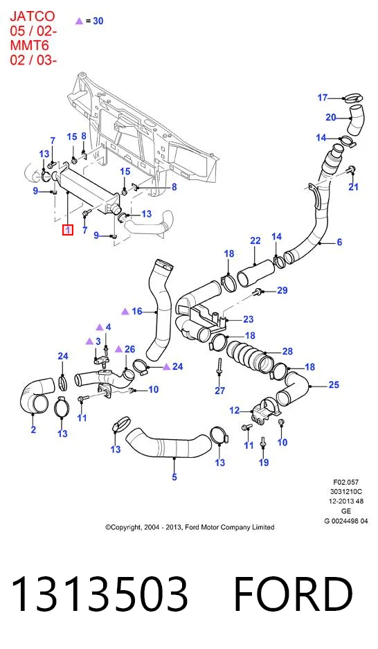 Radiador de aire, intercooler Ford Mondeo III (B4Y)