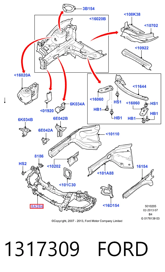 Soporte de radiador  Ford Focus II