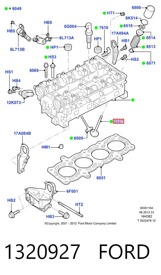 Válvula de admisión 1320927 FORD