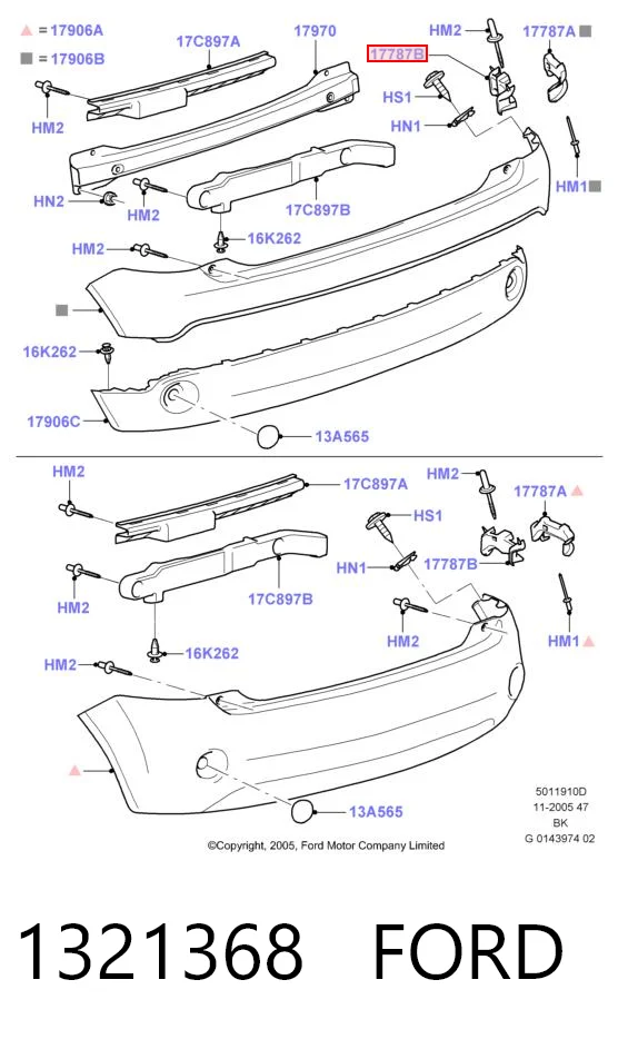 1321368 Ford Soporte exterior izquierdo del parachoques trasero