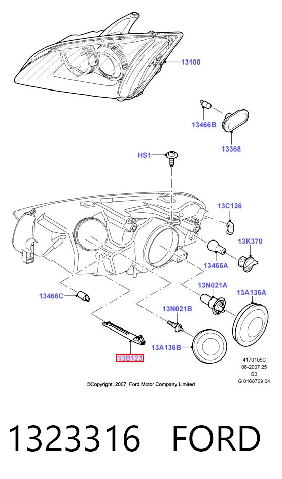 1323316 Ford Soporte de montaje del faro delantero