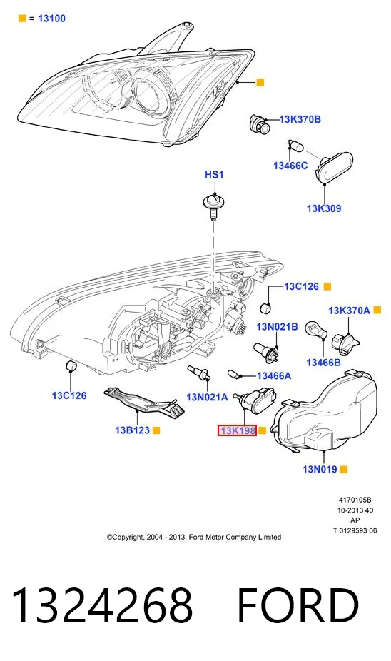 1324268 Ford Elemento de regulación, regulación del alcance de faros 