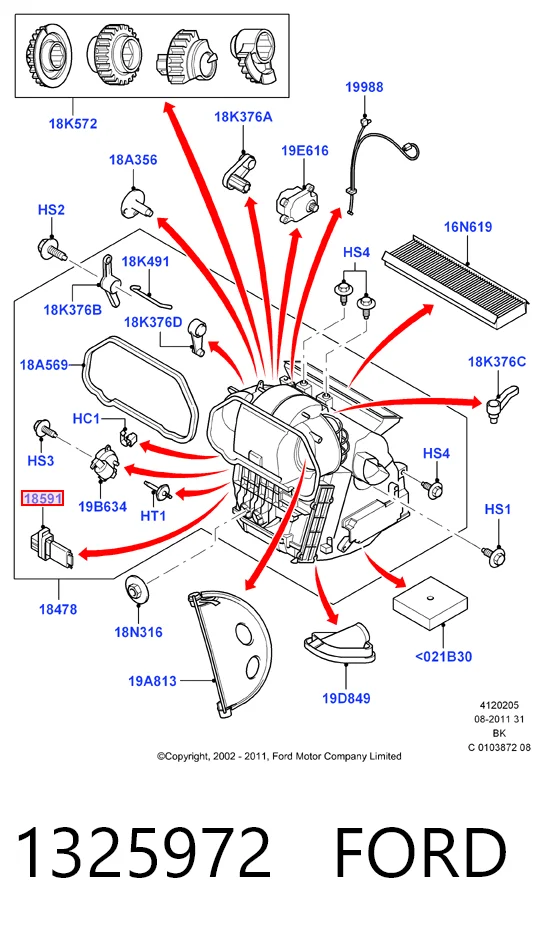 1325972 Ford Resistencia de calefacción