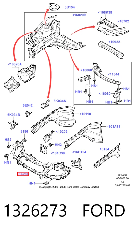 Soporte de radiador completo (panel de montaje para foco) para Ford Focus II DA, HCP, DP